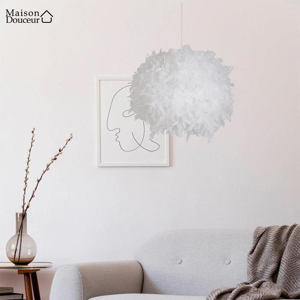 Lampenschirm aus weichen Federn